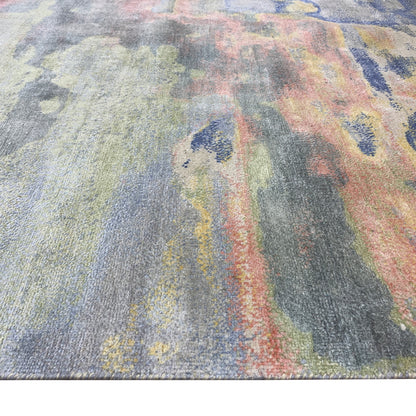 Grey Multy, Blended Silk Modern Abstract Handknotted 8.9x12.0Ft 265x366Cms Area Rug