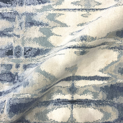 Blue Grey, Silk Wool Hi-Lo Modern Abstract Handknotted 9.0x12.6Ft 274x380Cms Area Rug