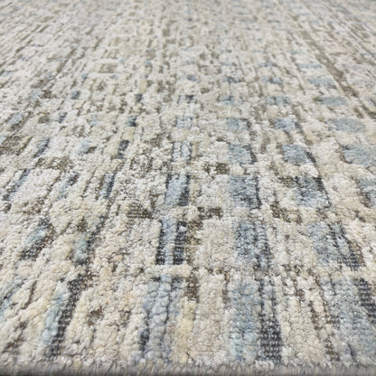 Beige Blue, Silk Wool Oxidized Modern Pattern Handknotted 8.0x10.0ft 245x305Cms Area Rug