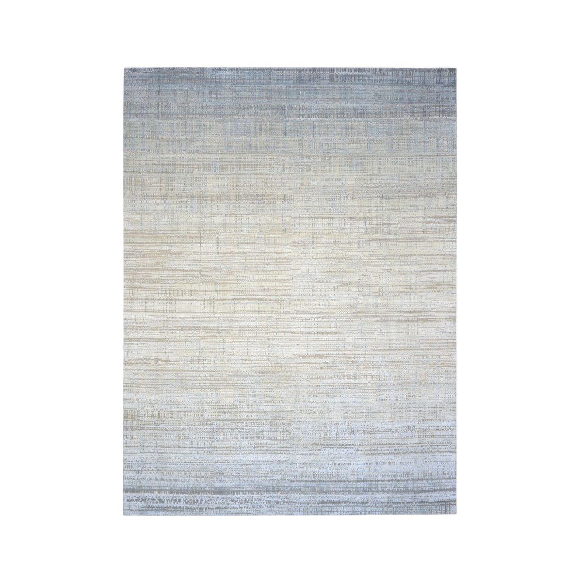 Elfenbein- und grauer Seiden- und Woll-moderner, strukturierter, handgeknüpfter Teppich, 275 x 373 cm (9,0 x 12,3 Fuß)