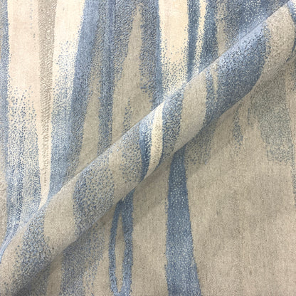 Grey Blue, Silk Wool Hi-Lo Modern Abstract HandKnotted 9.11x14.0Ft 301x427Cms Area Rug