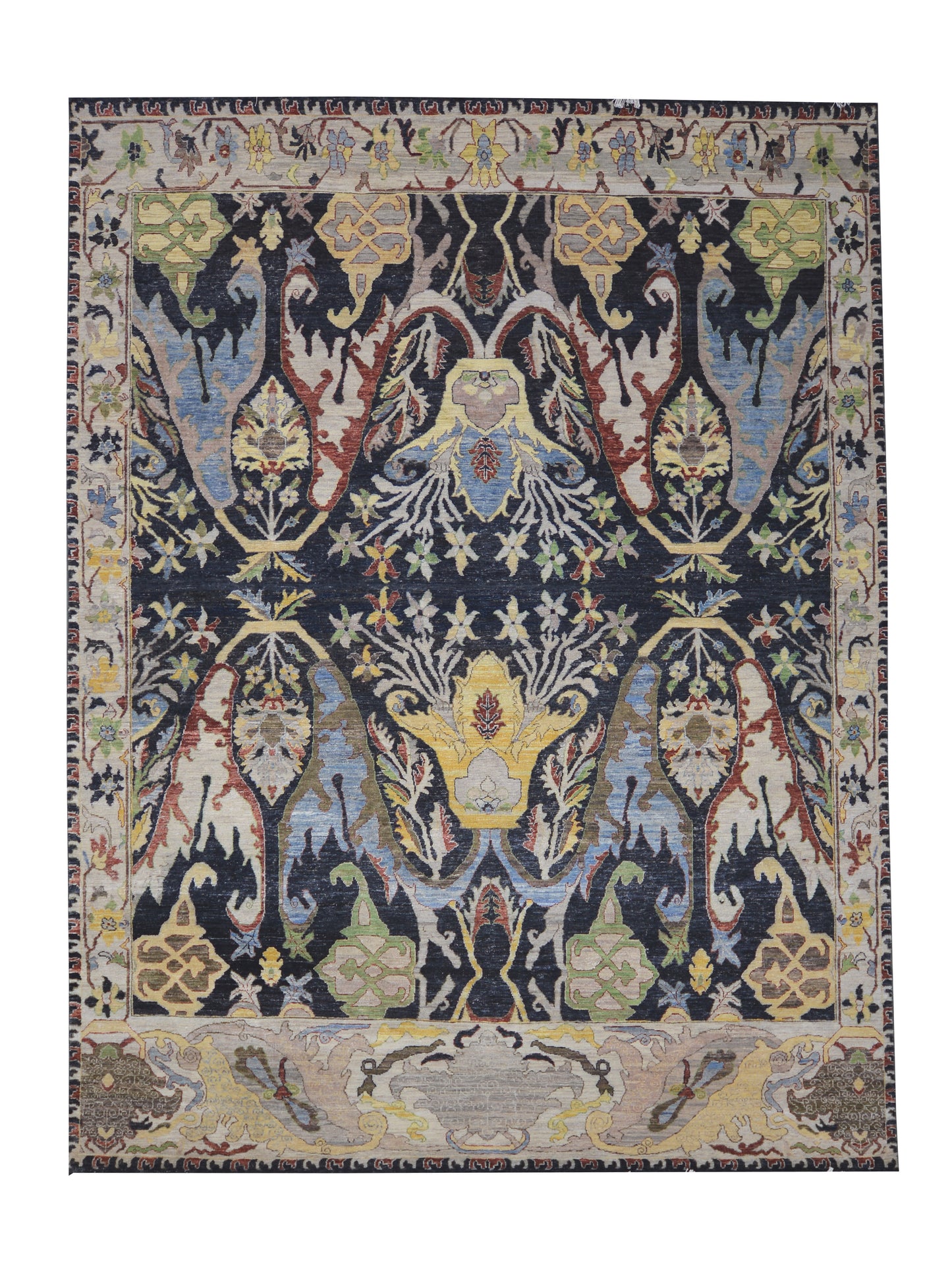 Black Multy Pure Wool Transitional Bidjar Handknotted 9.0X11.11ft 274X361Cms Area Rug