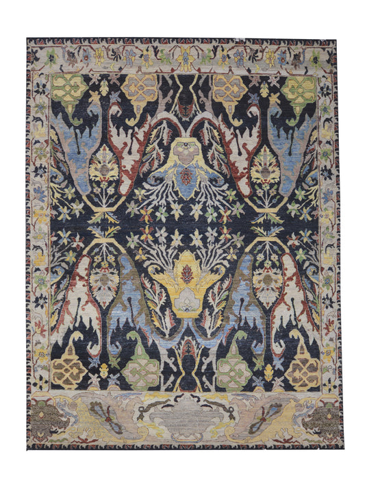 Black Multy Pure Wool Transitional BIdjar Handknotted 9.0X11.11ft 274X361Cms Area Rug