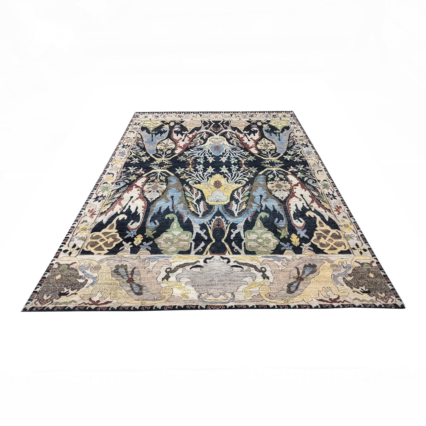 Black Multy Pure Wool Transitional Bidjar Handknotted 9.0X11.11ft 274X361Cms Area Rug