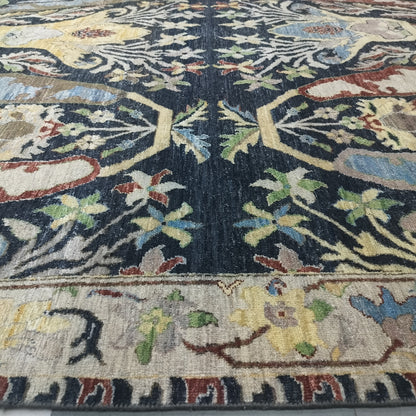 Black Multy Pure Wool Transitional Bidjar Handknotted 9.0X11.11ft 274X361Cms Area Rug