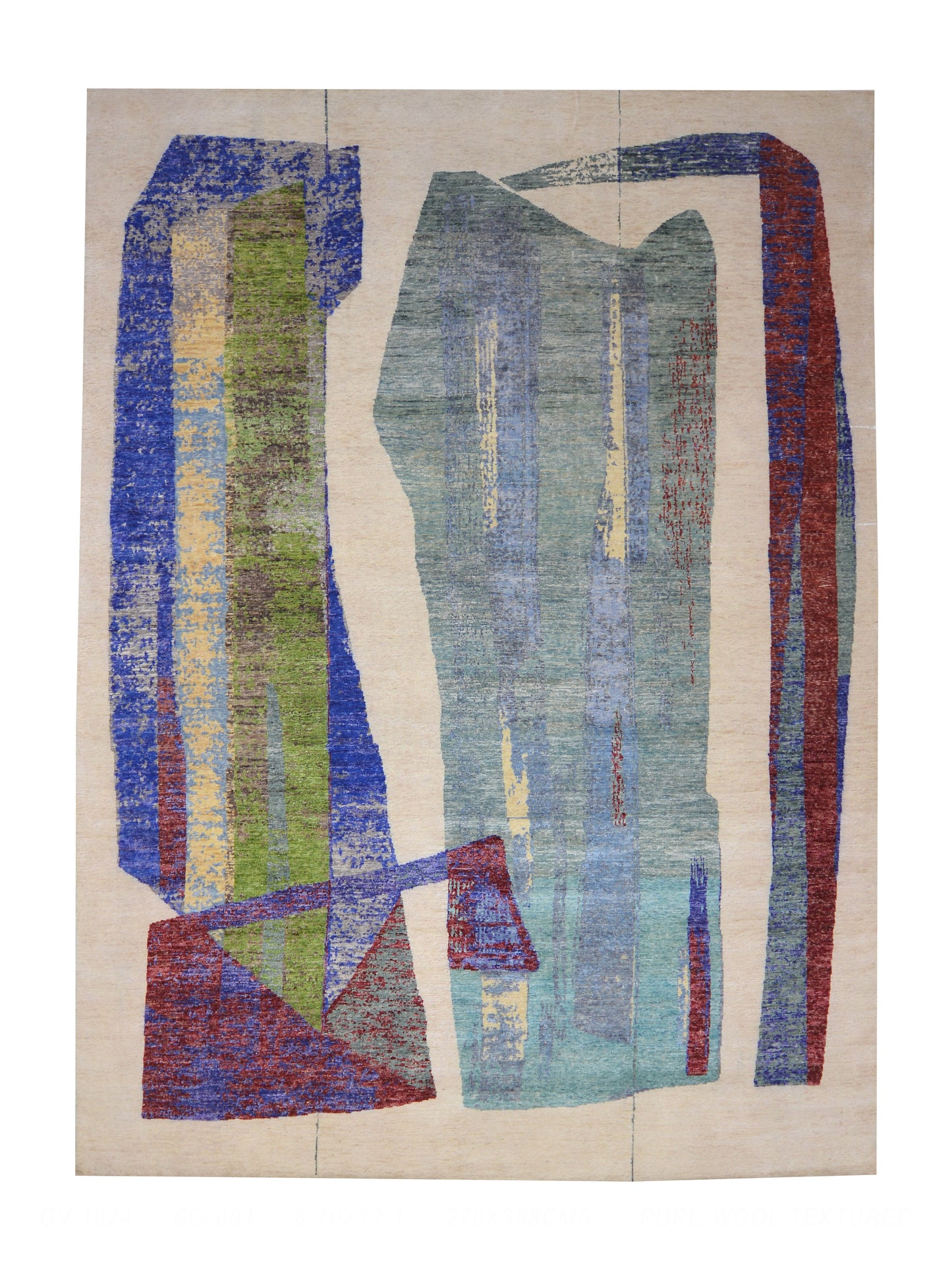 Ivory Rust Pure Wool Modern Abstract Textured Handknotted 8.10x12.1ft 270X368Cms Area Rug