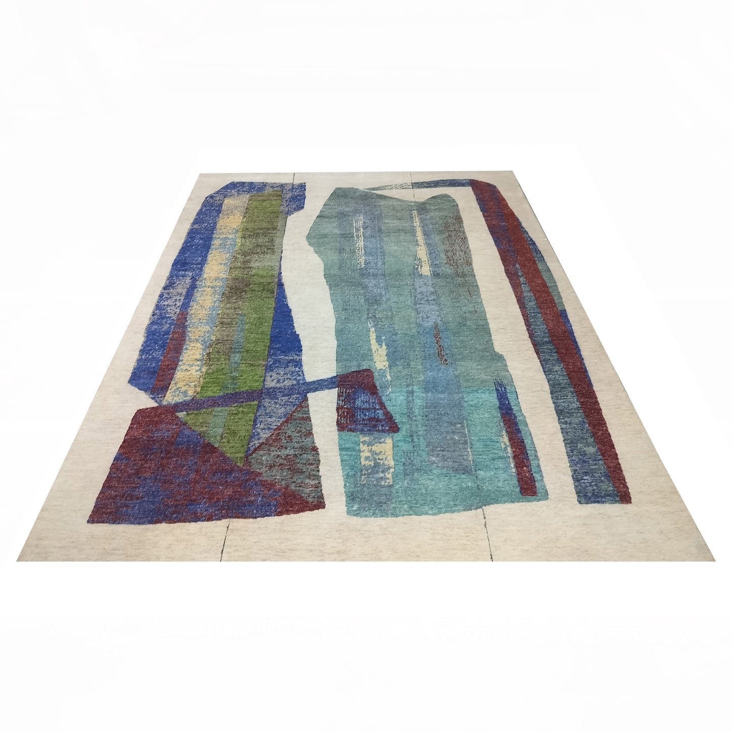 Ivory Rust Pure Wool Modern Abstract Textured Handknotted 8.10x12.1ft 270X368Cms Area Rug