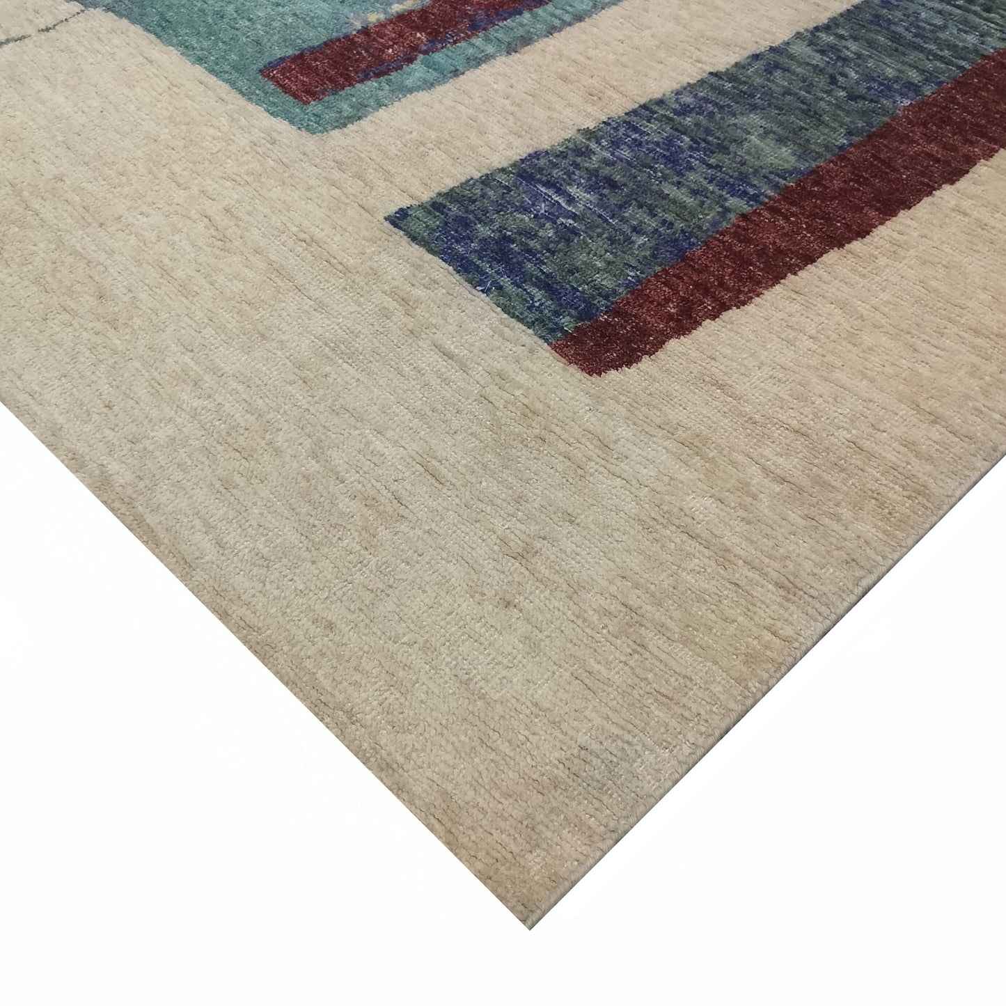 Ivory Rust Pure Wool Modern Abstract Textured Handknotted 8.10x12.1ft 270X368Cms Area Rug