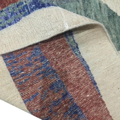 Ivory Rust Pure Wool Modern Abstract Textured Handknotted 8.10x12.1ft 270X368Cms Area Rug