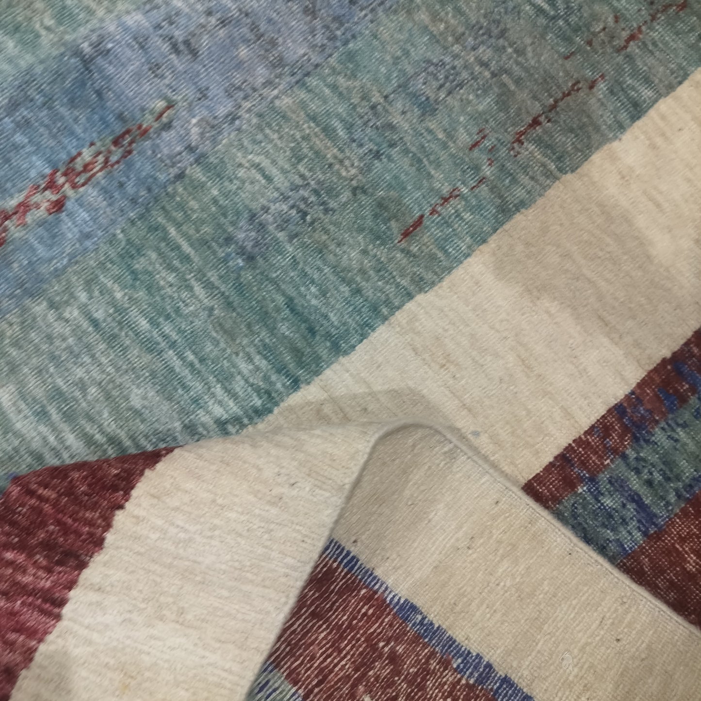 Ivory Rust Pure Wool Modern Abstract Textured Handknotted 8.10x12.1ft 270X368Cms Area Rug