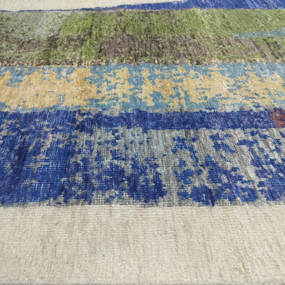 Ivory Rust Pure Wool Modern Abstract Textured Handknotted 8.10x12.1ft 270X368Cms Area Rug