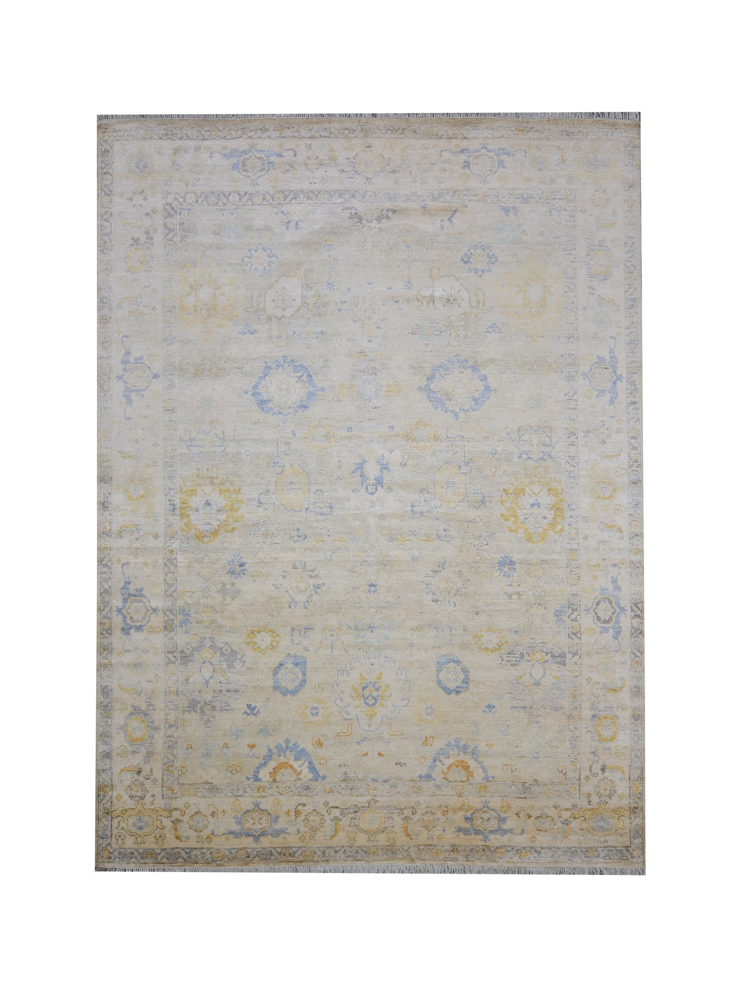 Ivory Gold, Blended Silk High Shine Transitional Handknotted 8.8X11.11Ft 263X363Cms Area Rug