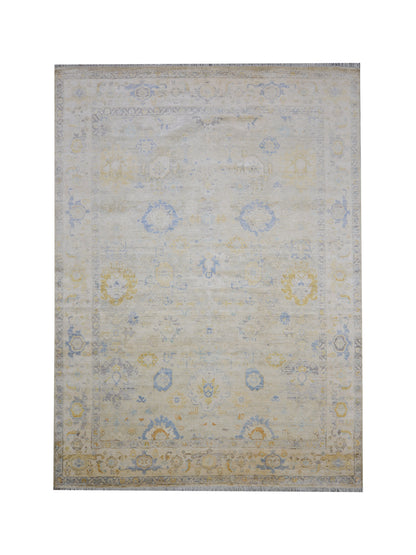 Ivory Gold, Blended Silk High Shine Transitional Handknotted 8.8X11.11Ft 263X363Cms Area Rug