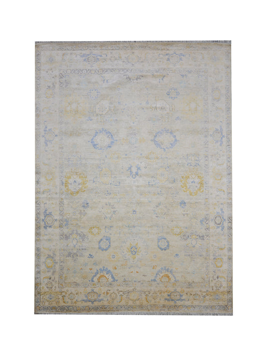 Ivory Gold, Blended Silk High Shine Transitional Handknotted 8.8X11.11Ft 263X363Cms Area Rug