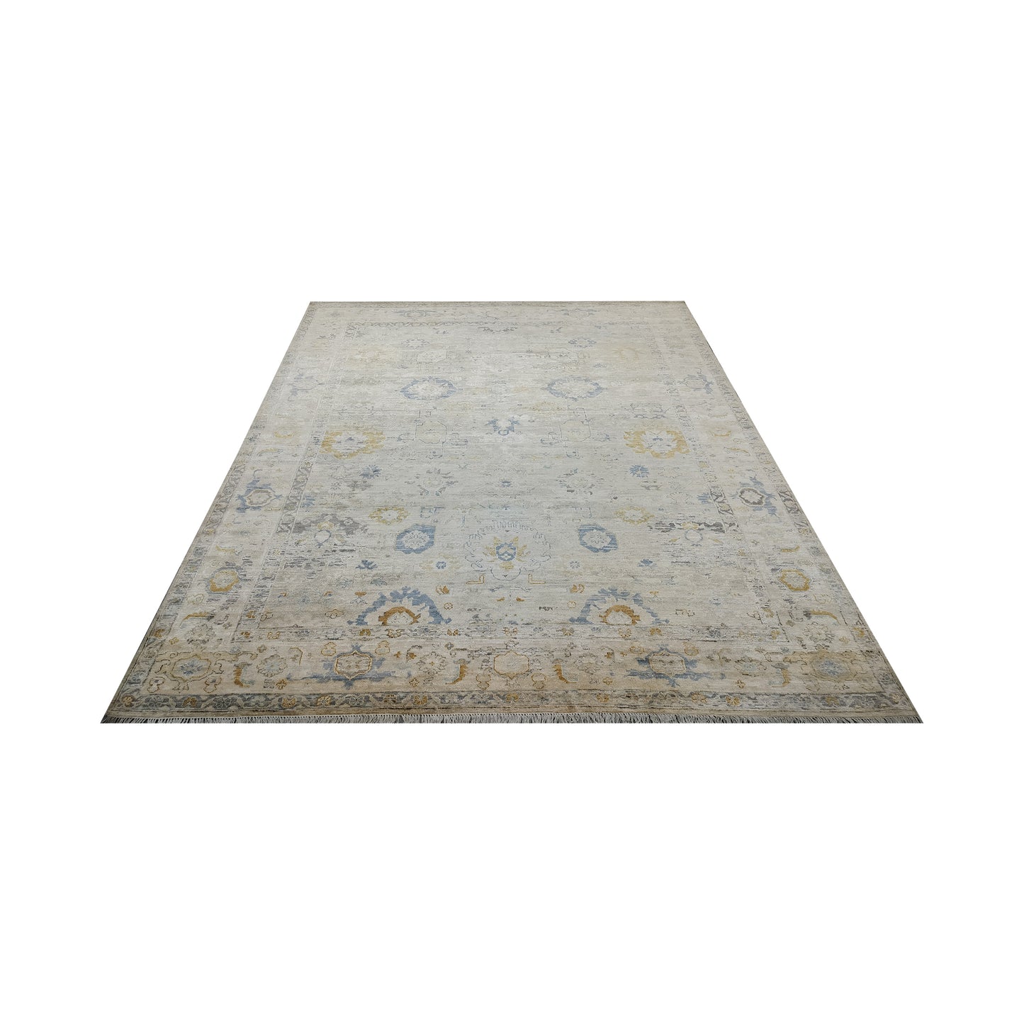 Ivory Gold, Blended Silk High Shine Transitional Handknotted 8.8X11.11Ft 263X363Cms Area Rug