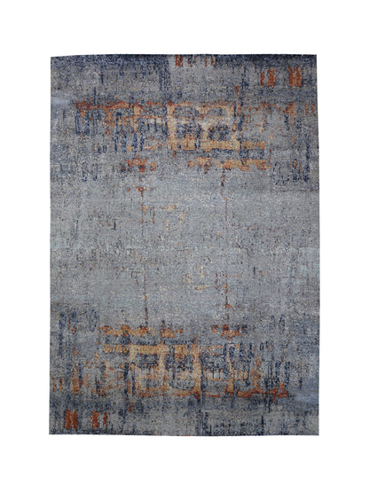 Green Multy Silk Wool Hi-Lo Modern HandKnotted 9.10X13.11 Ft 301X424Cms Area Rug