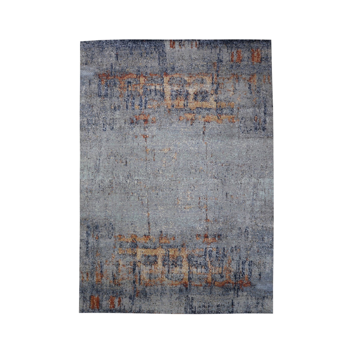 Green Multy Silk Wool Hi-Lo Modern HandKnotted 9.10X13.11 Ft 301X424Cms Area Rug