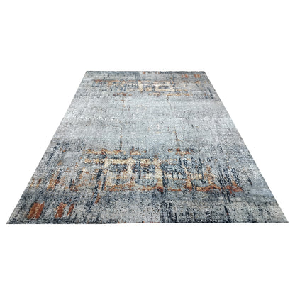 Green Multy Silk Wool Hi-Lo Modern HandKnotted 9.10X13.11 Ft 301X424Cms Area Rug