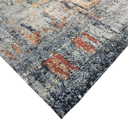 Green Multy Silk Wool Hi-Lo Modern HandKnotted 9.10X13.11 Ft 301X424Cms Area Rug