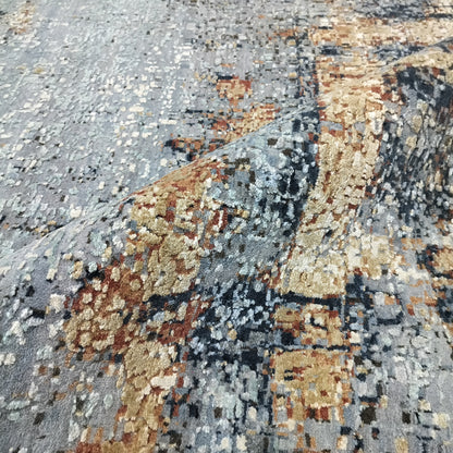 Green Multy Silk Wool Hi-Lo Modern HandKnotted 9.10X13.11 Ft 301X424Cms Area Rug