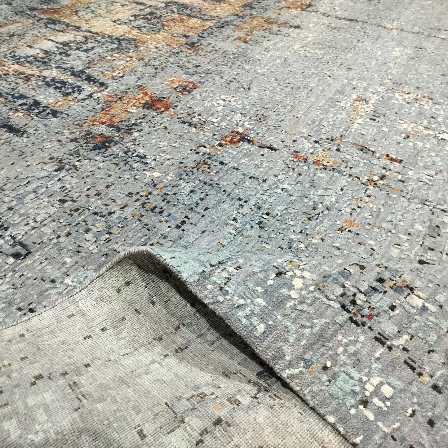 Green Multy Silk Wool Hi-Lo Modern HandKnotted 9.10X13.11 Ft 301X424Cms Area Rug