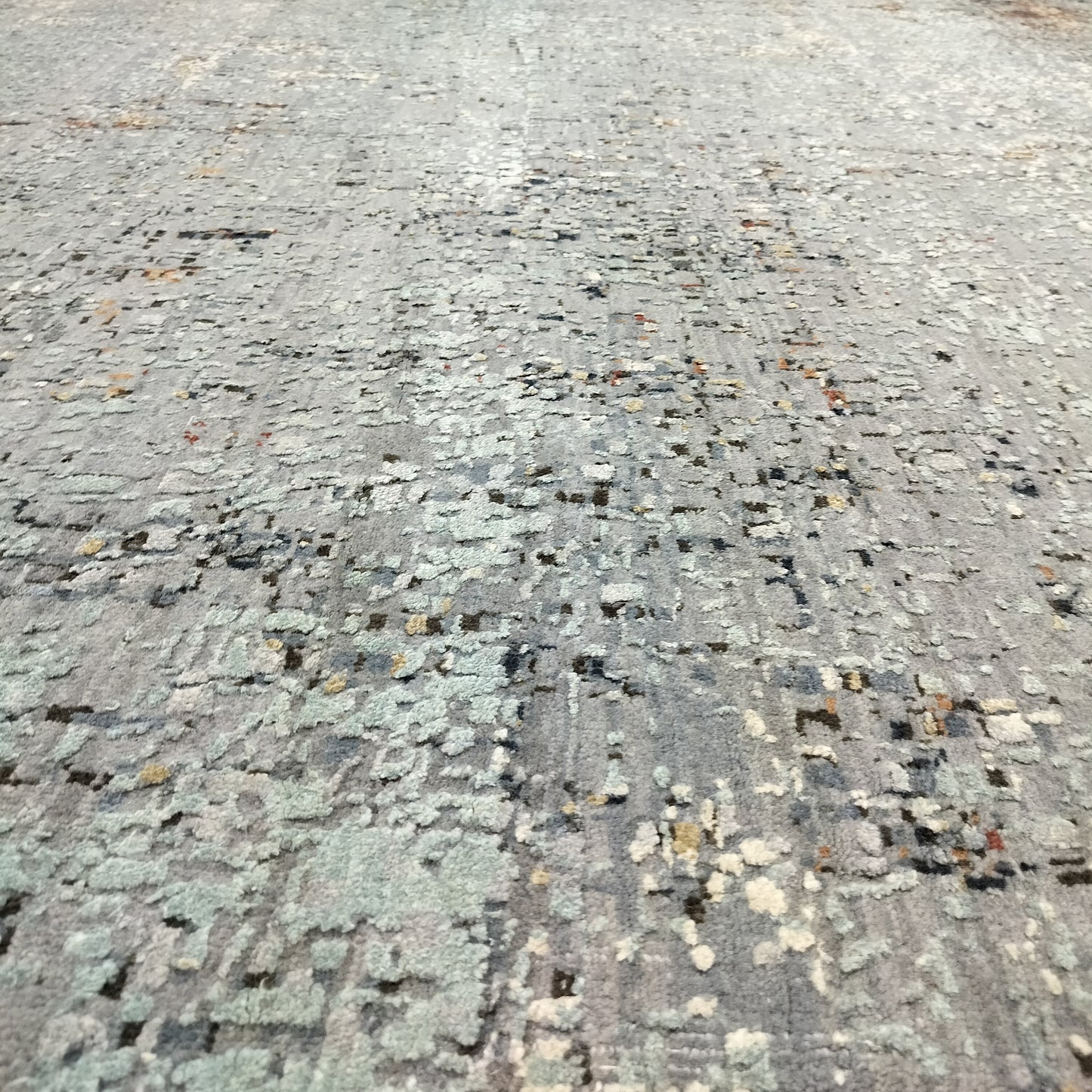 Green Multy Silk Wool Hi-Lo Modern HandKnotted 9.10X13.11 Ft 301X424Cms Area Rug