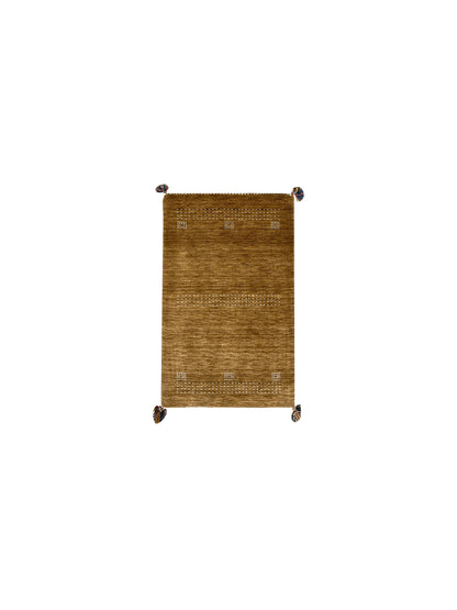 Brown, Pure Wool, Modern Handloom 2.4x3.11Ft 70x118Cms Area Rug