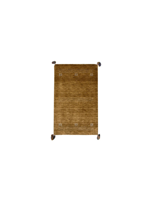Brown, Pure Wool, Modern Handloom 2.4x3.11Ft 70x118Cms Area Rug