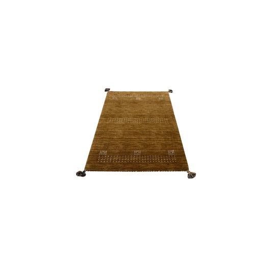 Brown, Pure Wool, Modern Handloom 2.4x3.11Ft 70x118Cms Area Rug