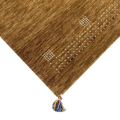 Brown, Pure Wool, Modern Handloom 2.4x3.11Ft 70x118Cms Area Rug