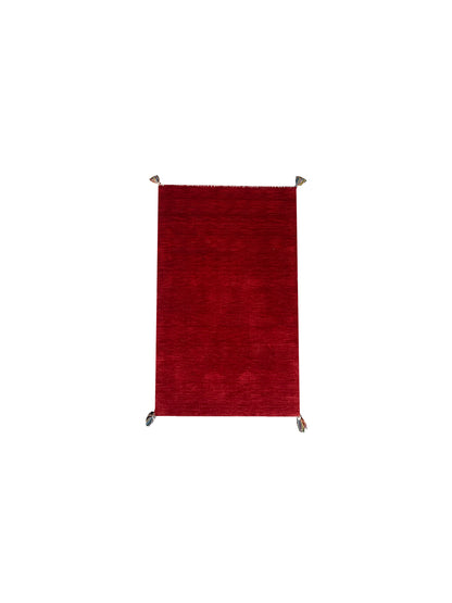 Plain Red, Pure Wool, Modern Handloom 2.3x4.7Ft 70x141Cms Area Rug
