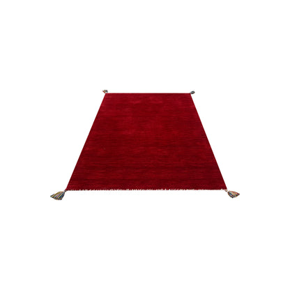 Plain Red, Pure Wool, Modern Handloom 2.3x4.7Ft 70x141Cms Area Rug