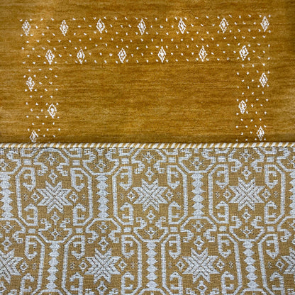 Gold, Pure Wool, Modern Handloom 2.3x3.11Ft 69x120Cms Area Rug