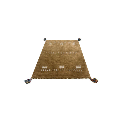 Brown, Pure Wool, Modern Handloom 1.8x2.8Ft 51x80Cms Area Rug