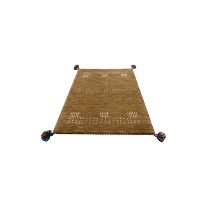 Brown, Pure Wool, Modern Handloom 1.8x2.8Ft 51x80Cms Area Rug