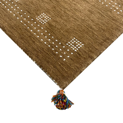 Brown, Pure Wool, Modern Handloom 1.8x2.8Ft 51x80Cms Area Rug