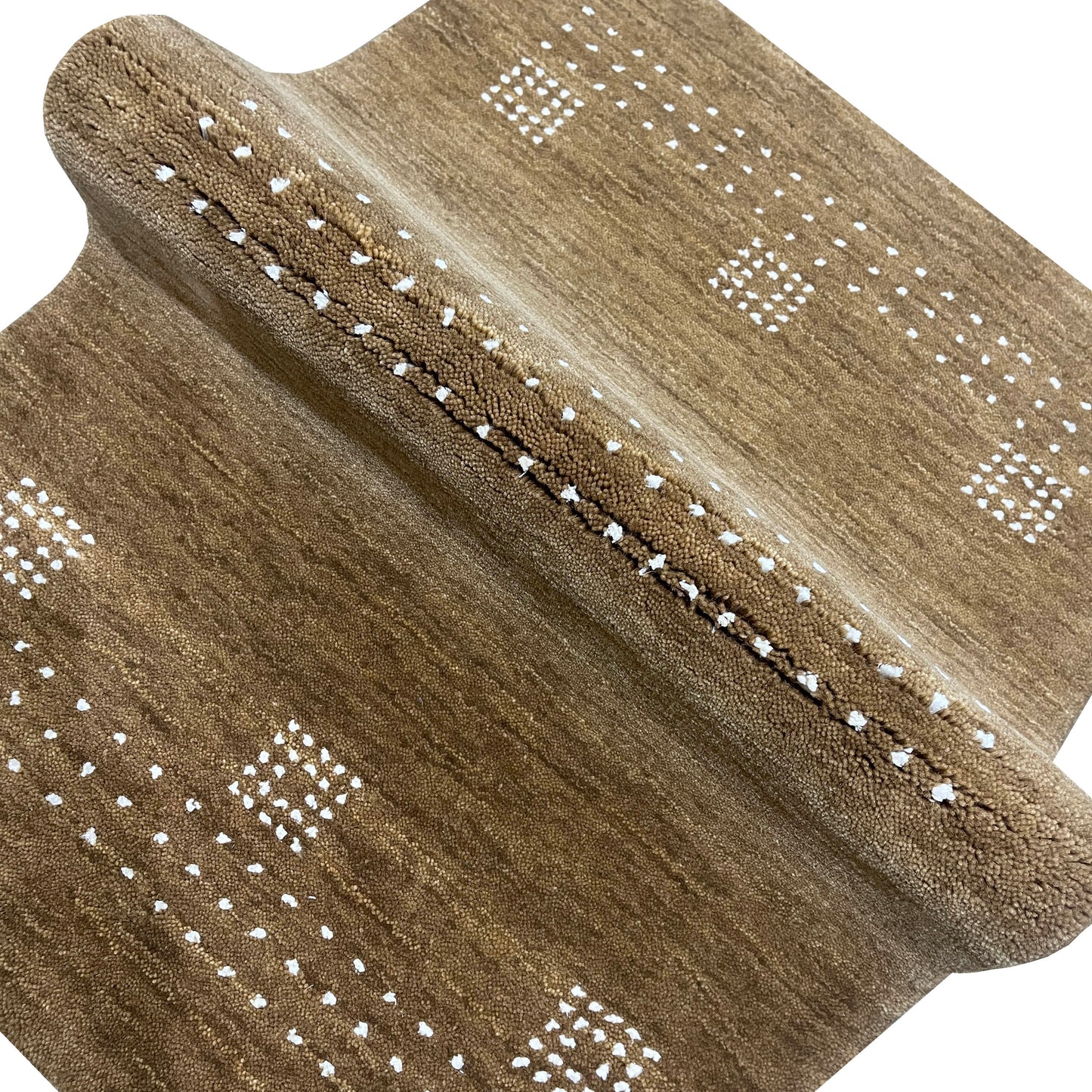 Brown, Pure Wool, Modern Handloom 1.8x2.8Ft 51x80Cms Area Rug