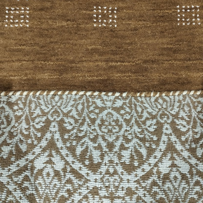 Brown, Pure Wool, Modern Handloom 1.8x2.8Ft 51x80Cms Area Rug