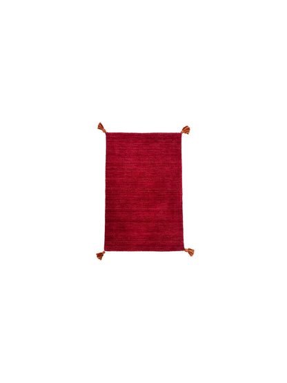 Plain Red, Pure Wool, Modern Handloom 2.0x2.11Ft 61x90Cms Area Rug
