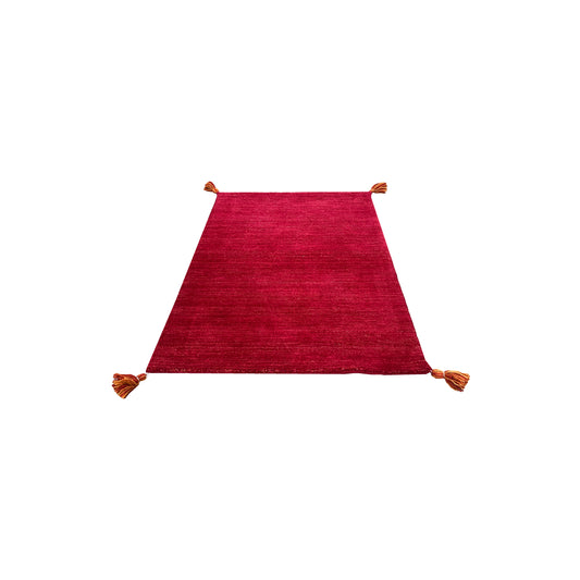Plain Red, Pure Wool, Modern Handloom 2.0x2.11Ft 61x90Cms Area Rug