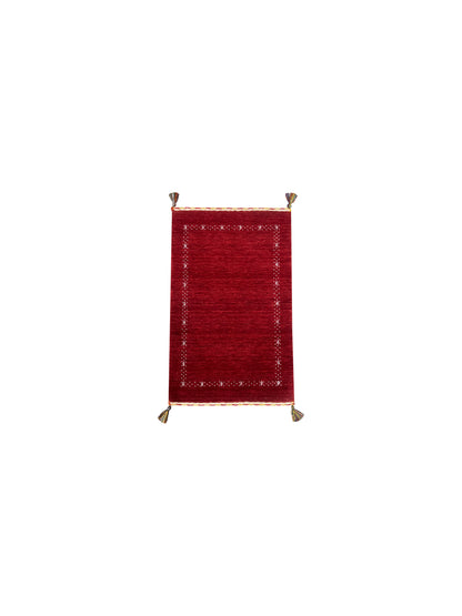 Red, Pure Wool, Modern Handloom 1.11x3.0Ft 49x92Cms Area Rug