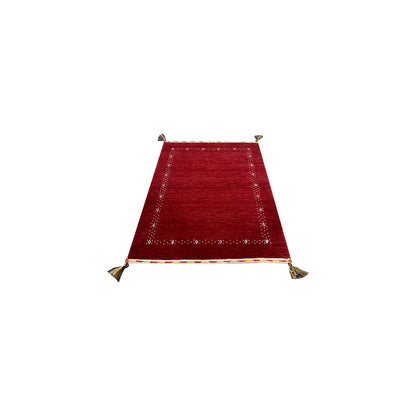 Red, Pure Wool, Modern Handloom 1.11x3.0Ft 49x92Cms Area Rug