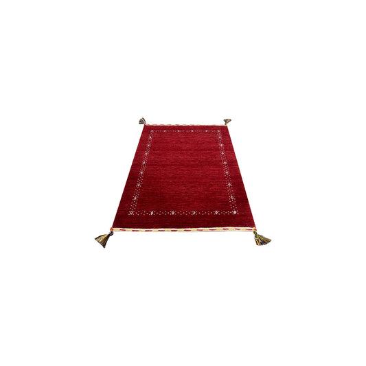 Red, Pure Wool, Modern Handloom 1.11x3.0Ft 49x92Cms Area Rug