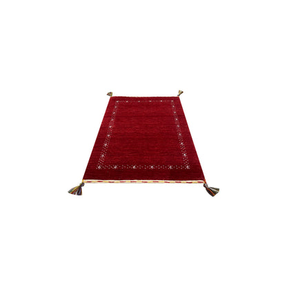 Red, Pure Wool, Modern Handloom 1.11x3.0Ft 49x92Cms Area Rug