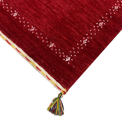 Red, Pure Wool, Modern Handloom 1.11x3.0Ft 49x92Cms Area Rug