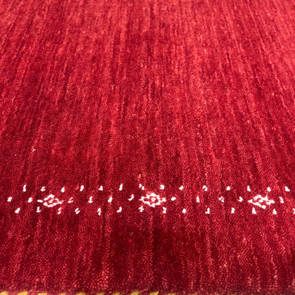 Red, Pure Wool, Modern Handloom 1.11x3.0Ft 49x92Cms Area Rug