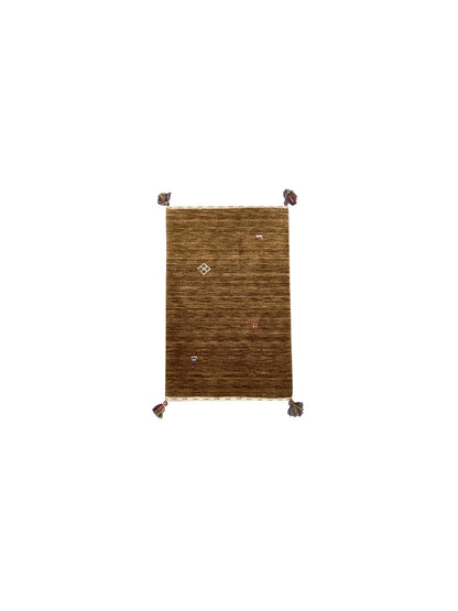 Brown, Pure Wool, Modern Handloom 2.0x3.0Ft 61x90Cms Area Rug