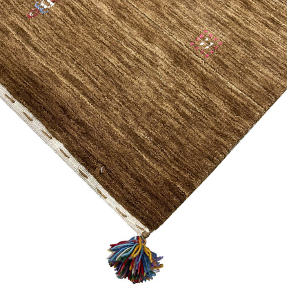 Brown, Pure Wool, Modern Handloom 2.0x3.0Ft 61x90Cms Area Rug