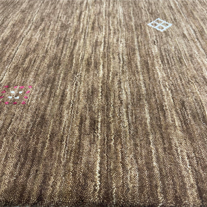 Brown, Pure Wool, Modern Handloom 2.0x3.0Ft 61x90Cms Area Rug