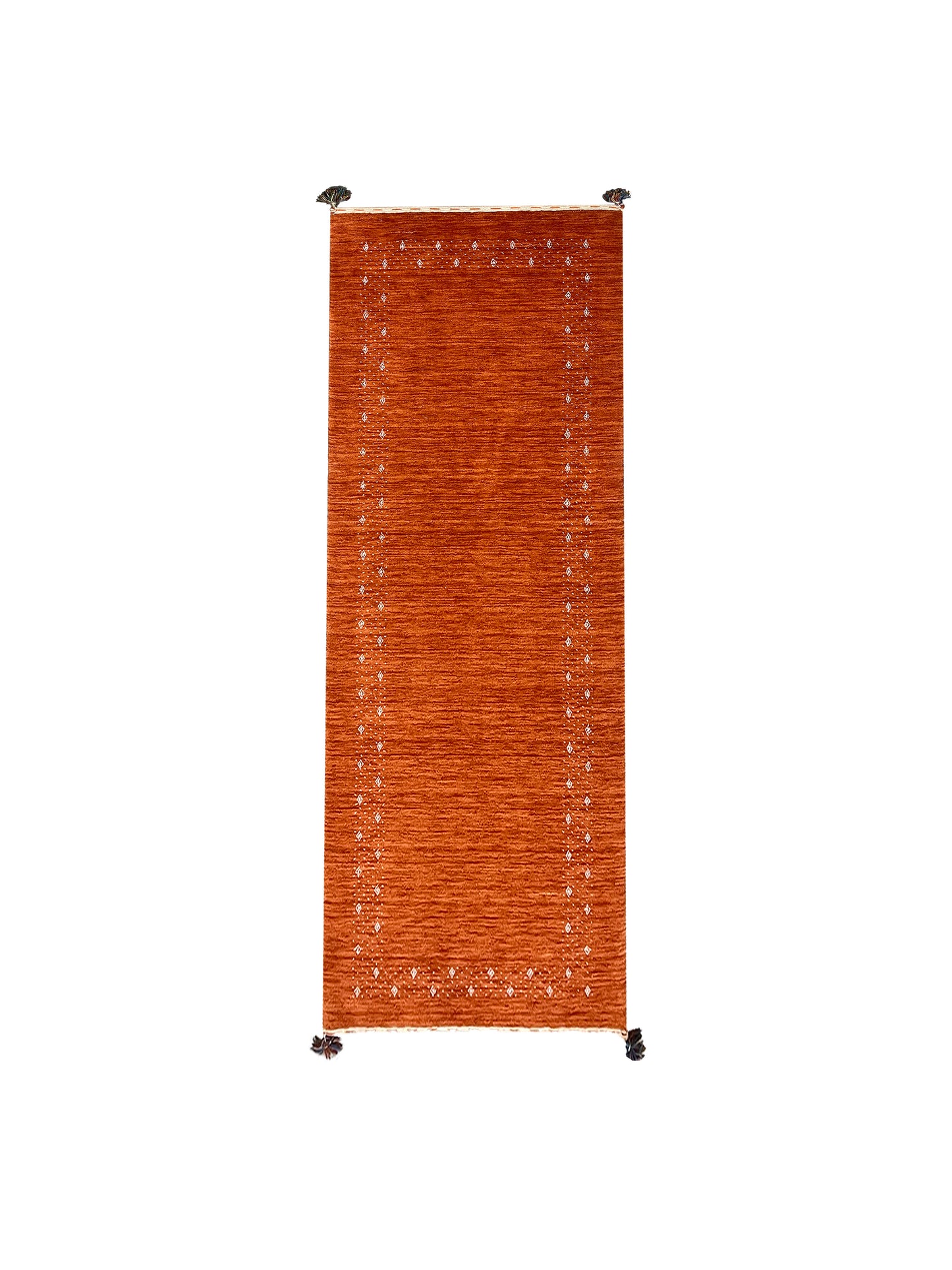 Orange, Pure Wool, Modern Handloom 2.6x8.2Ft 77x250Cms Area Rug
